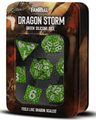 FanRoll Dice: 7 Set Polyhedral Dragon Storm Silicone Green Dragon Scales 10932